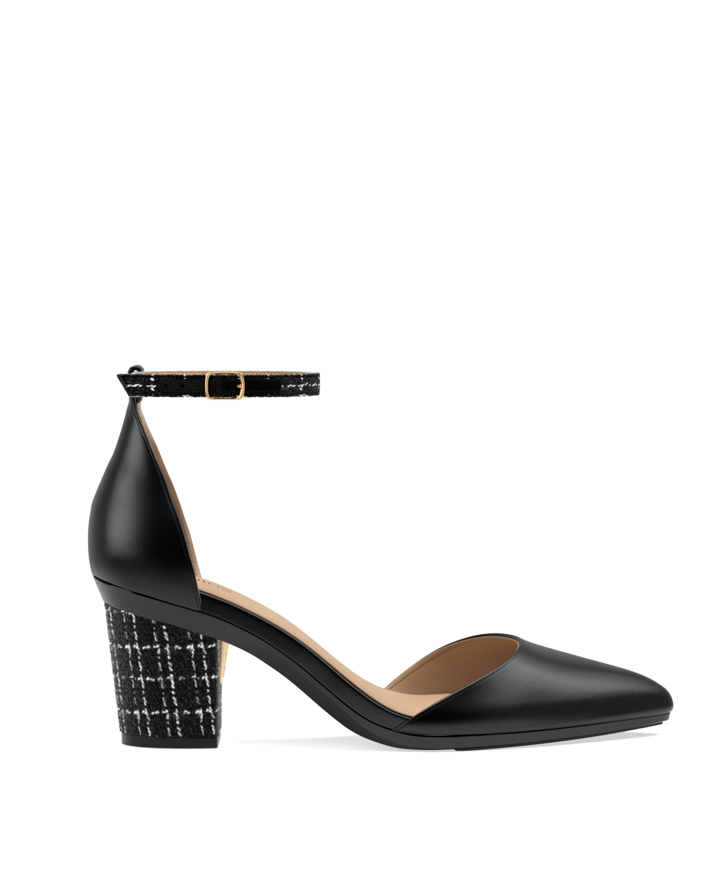 Coal Black Tweed Ankle Strap