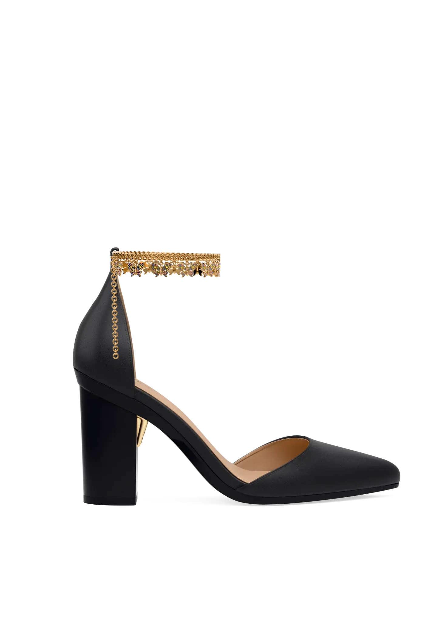 Rhinestone Butterfly Charm Gold Multi Ankle Chain