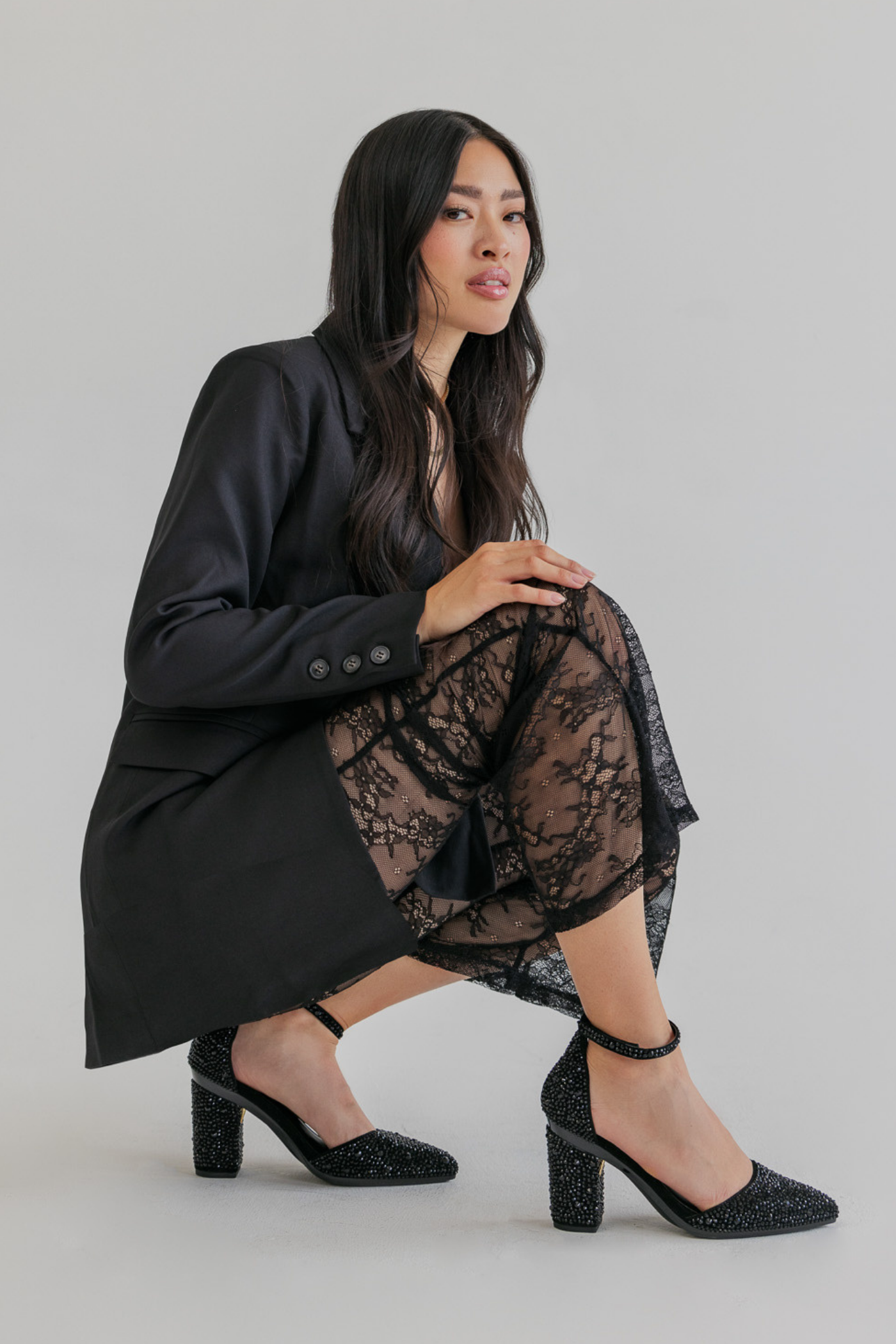 The D'Orsay - Coal Mixed Rhinestone 4 Stiletto