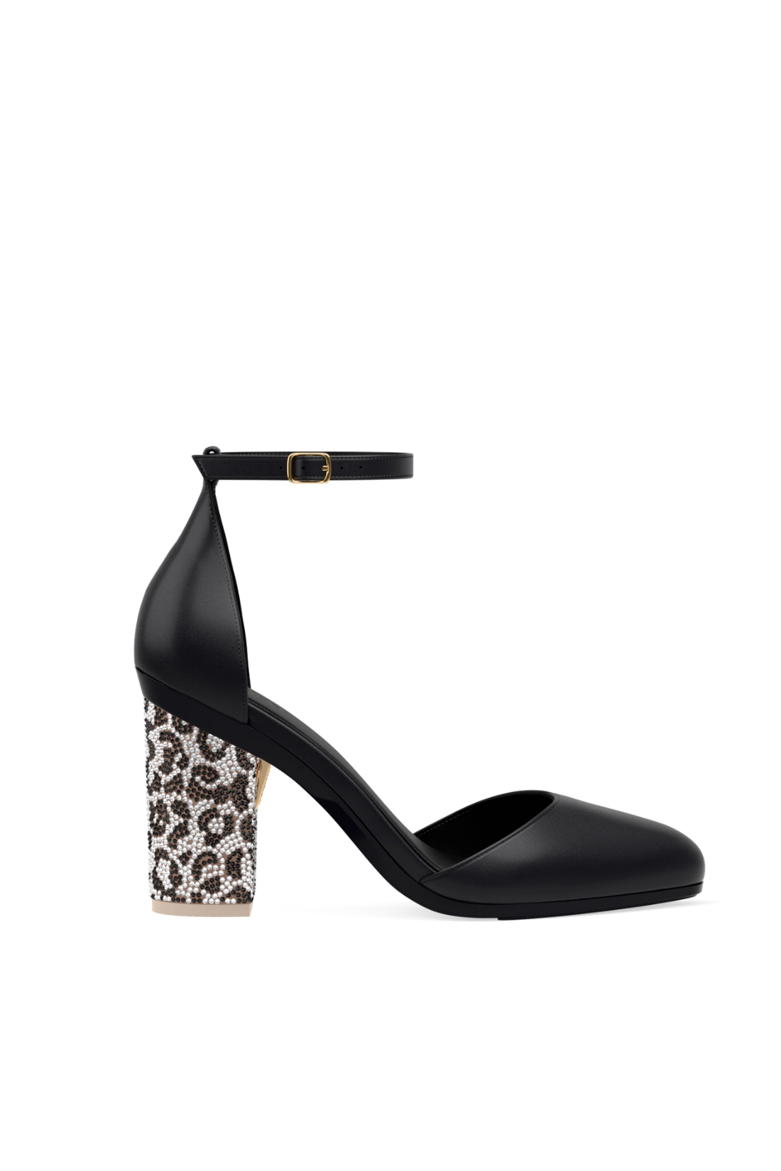 Block Heel Kit 4 Snow Leopard Rhinestone