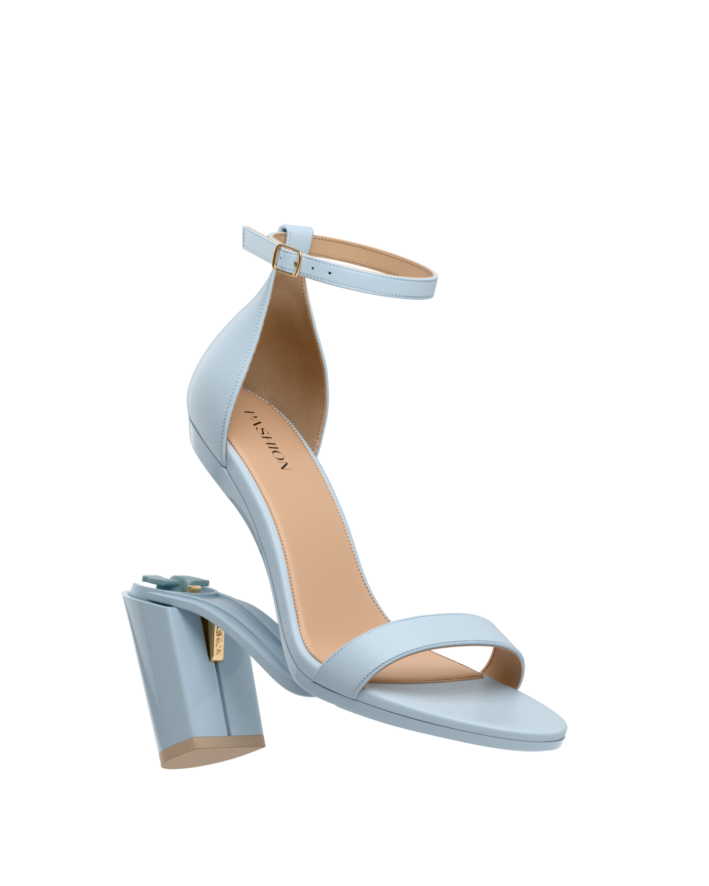 Haley Sandal - Baby Blue Leather 4 Block