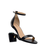 Haley Sandal - Coal Black Leather + Block Heel Kit 3 Coal Black