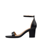 Haley Sandal - Coal Black Leather + Block Heel Kit 3 Coal Black