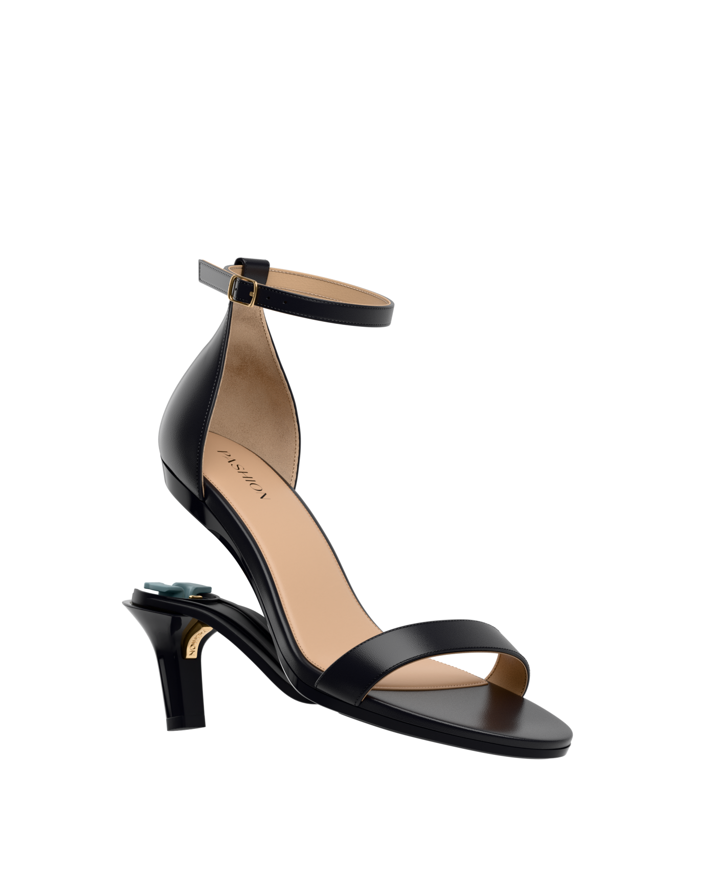 Haley Sandal - Coal Black Leather + Stiletto Heel Kit 3 Coal Black