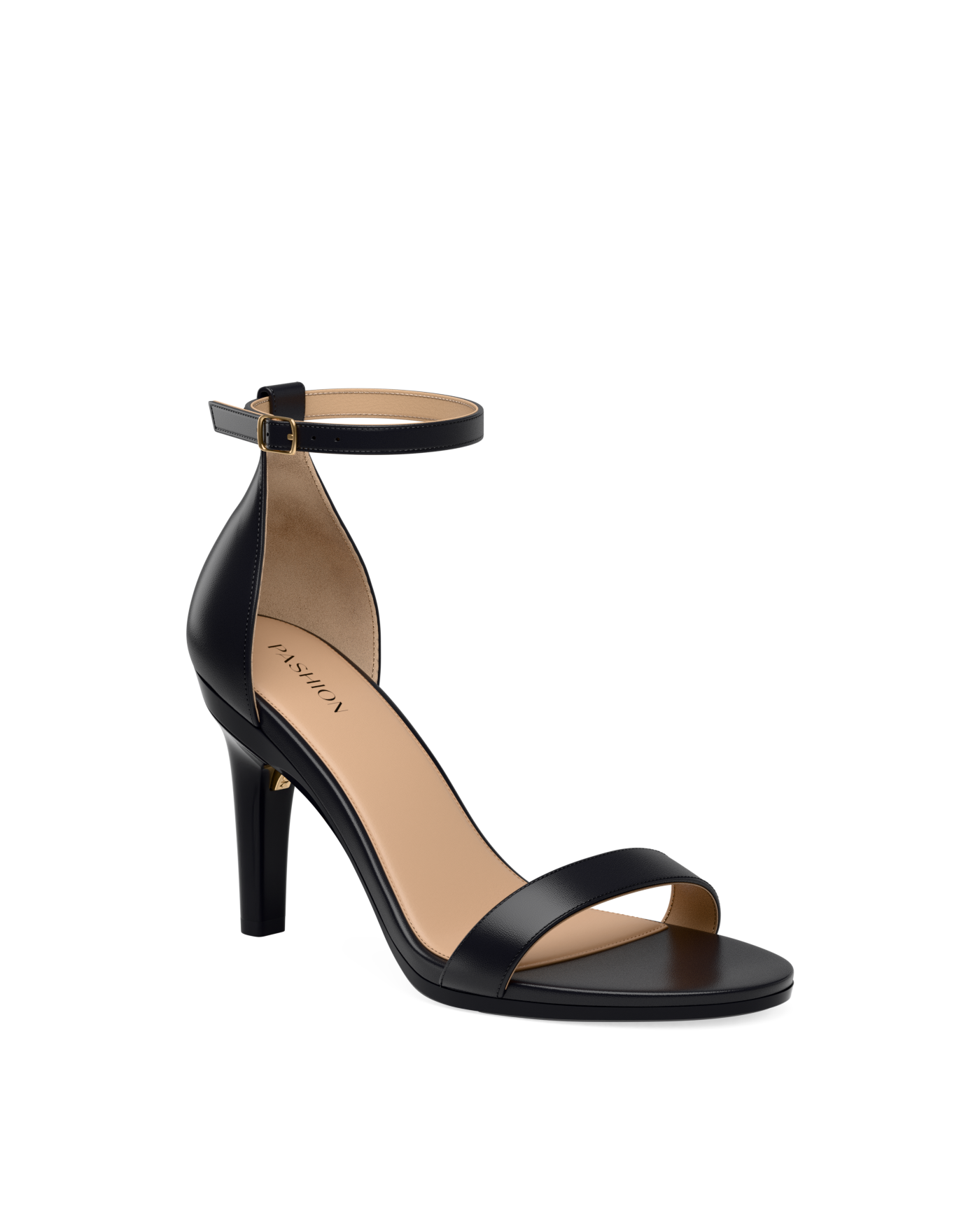 Haley Sandal - Coal Black Leather + Stiletto Heel Kit 4 Coal Black