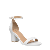 Haley Sandal - White Leather + Block Heel Kit 3 White