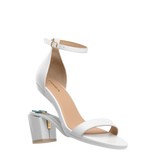 Haley Sandal - White Leather + Block Heel Kit 3 White