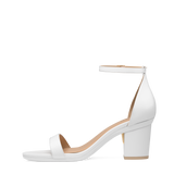 Haley Sandal - White Leather + Block Heel Kit 3 White