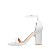 Haley Sandal - White Leather + Block Heel Kit 4 White