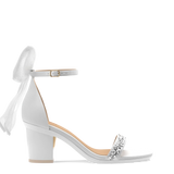 Haley Sandal - White Crystal Bow + Block Heel Kit 3 White