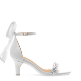 Haley Sandal - White Crystal Bow + Stiletto Heel Kit 3 White