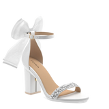 Haley Sandal - White Crystal Bow + Block Heel Kit 4 White