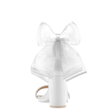 Haley Sandal - White Crystal Bow + Block Heel Kit 4 White
