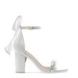 Haley Sandal - White Crystal Bow + Block Heel Kit 4 White