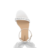 Haley Sandal - White Crystal Bow + Block Heel Kit 3 White