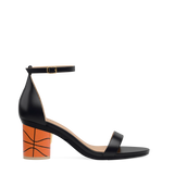 Cylinder Block Heel Kit 3 Basketball shown on the Pashionista Coal Leather upper. Pashion convertible heels go from heel to flat and are customizable with interchangeable heel kits.