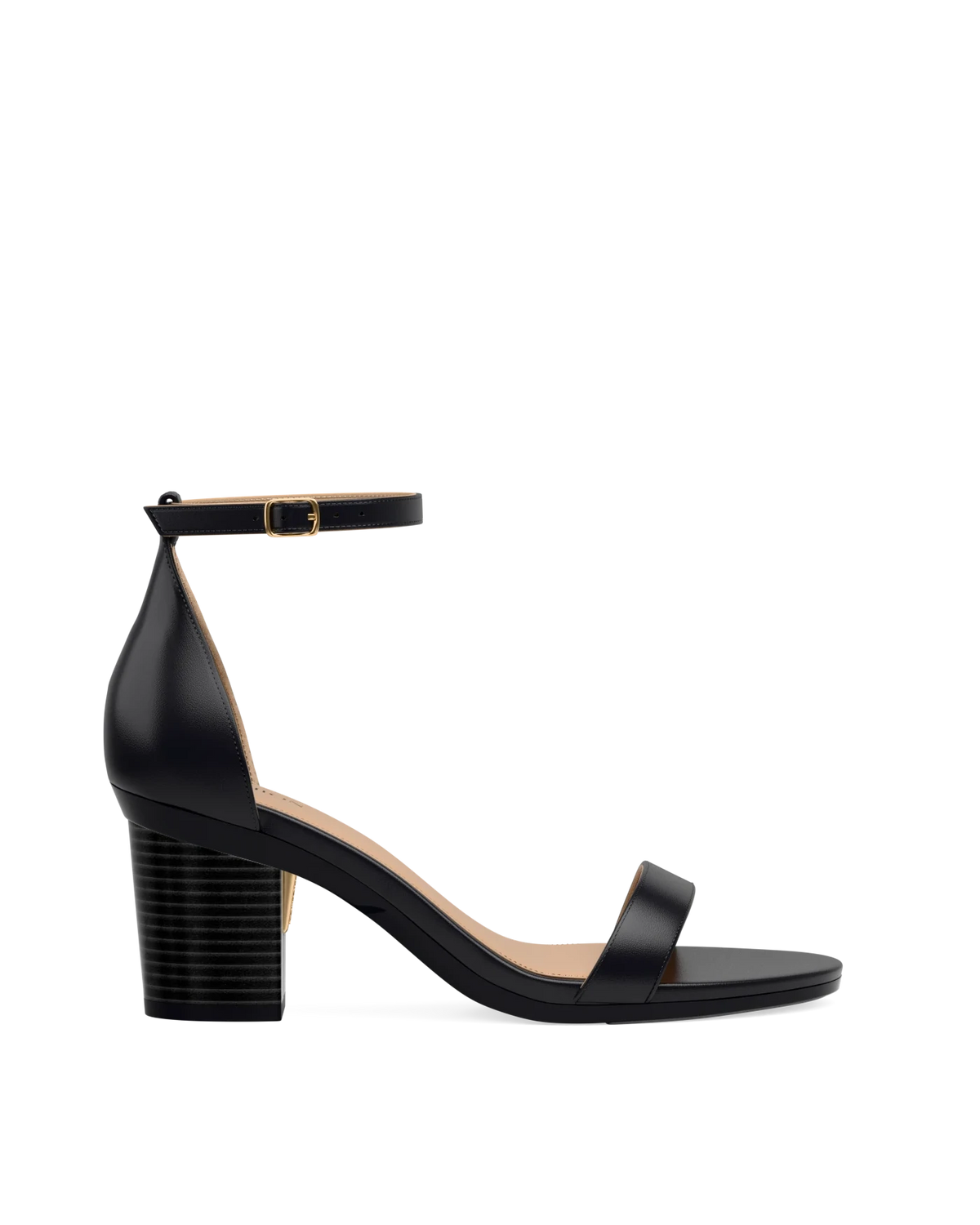 Block Heel Kit 3 Black Wood shown on the Pashionista Coal Leather upper. Pashion convertible heels go from heel to flat and are customizable with interchangeable heel kits.