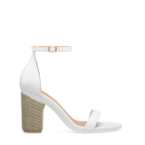 4 Inch Block Heel Kit Espadrille shown on the Pashionista White Leather upper. Pashion convertible heels go from heel to flat and are customizable with interchangeable heel kits.