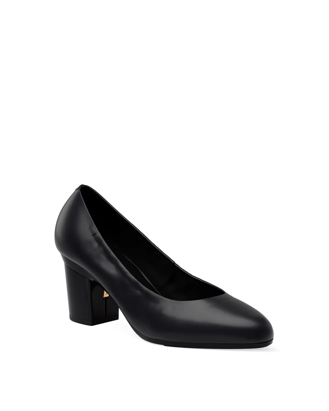 Phoebe Pump - Coal Black Leather 3 Block
