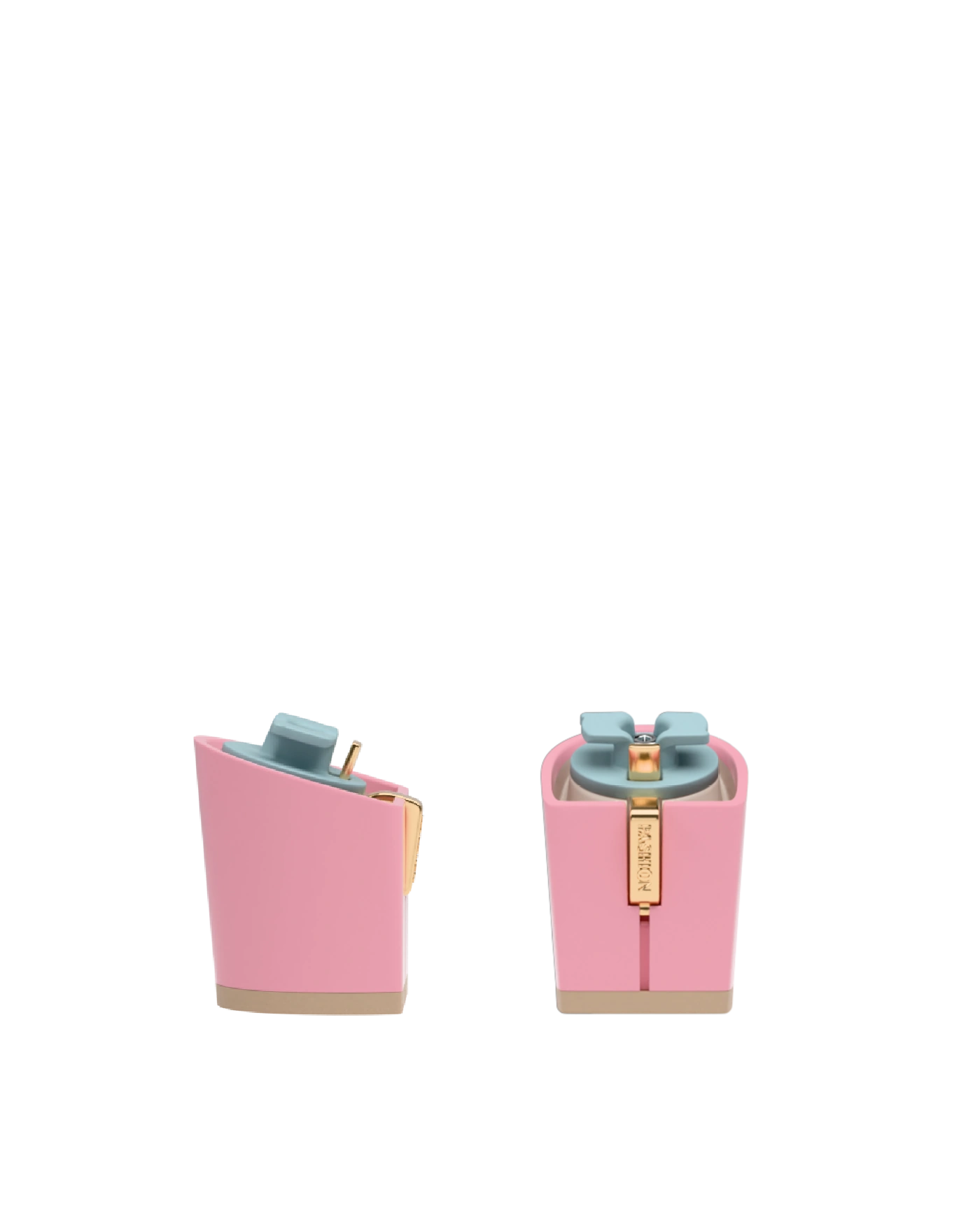 Block Heel Kit 3 PInk, 3-inch interchangeable block heel, side view. Pashion convertible heels go from heel to flat and are customizable with interchangeable heel kits.