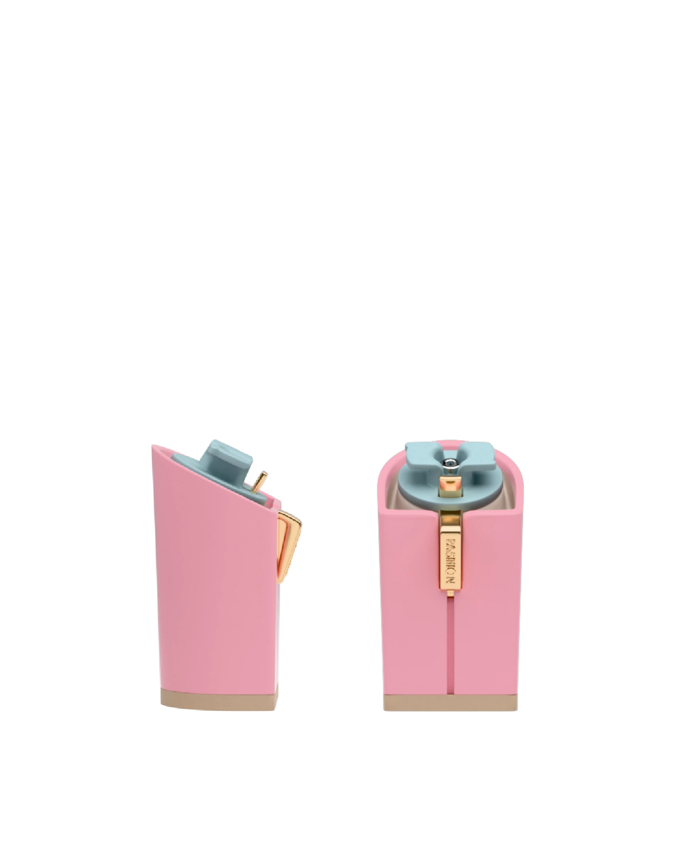 Block Heel Kit 4 Pink, 4-inch interchangeable block heel, side view. Pashion convertible heels go from heel to flat and are customizable with interchangeable heel kits.