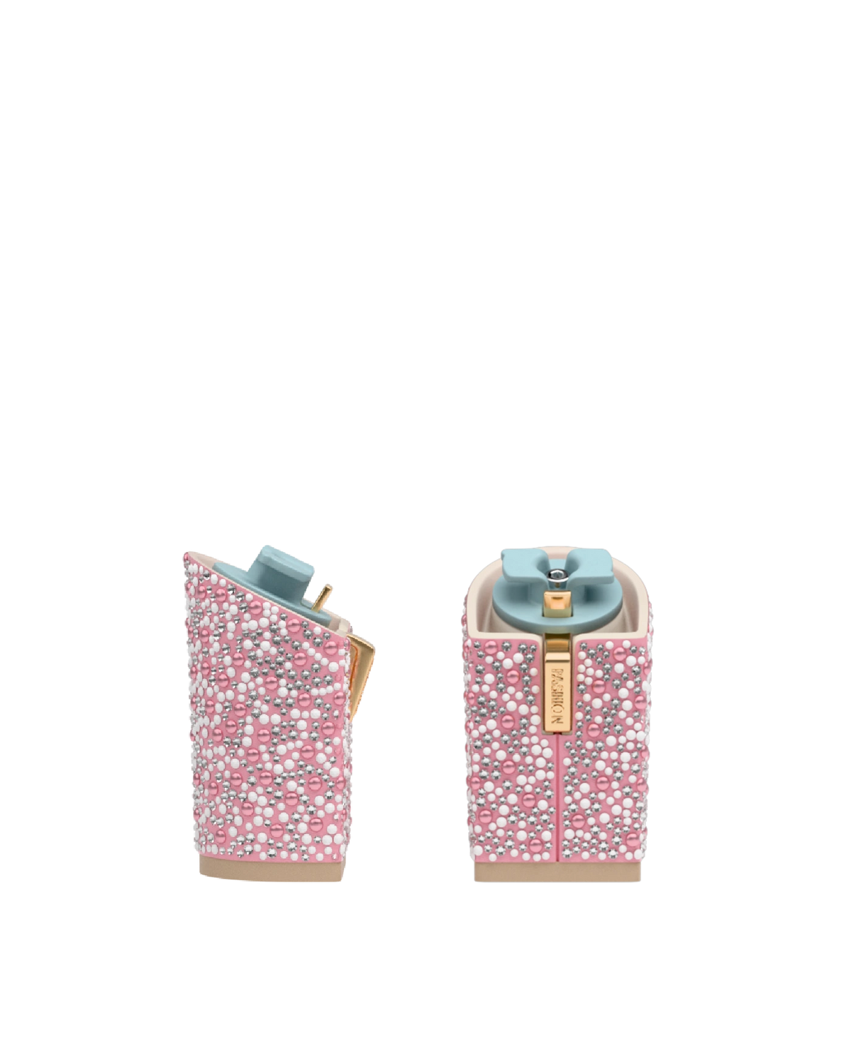 Block Heel Kit 4 Pink Pearl & Rhinestone, 4-inch interchangeable block heel. Pashion convertible heels go from heel to flat and are customizable with interchangeable heel kits.