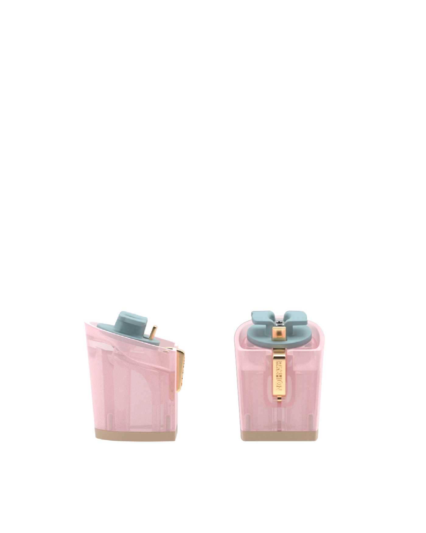 Block Heel Kit 3 Pink Tint Transparent, 3-inch interchangeable block heel. Pashion convertible heels go from heel to flat and are customizable with interchangeable heel kits.