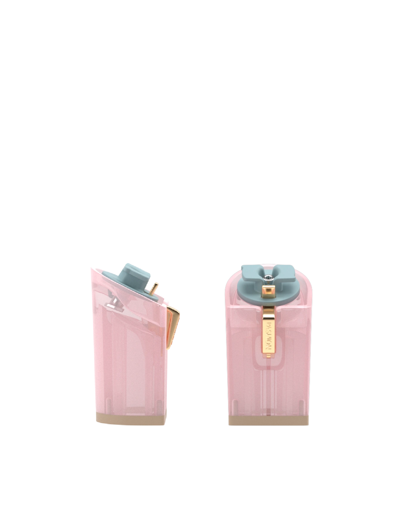 Block Heel Kit 4 Pink Tint Transparent, 4-inch interchangeable block heel. Pashion convertible heels go from heel to flat and are customizable with interchangeable heel kits.