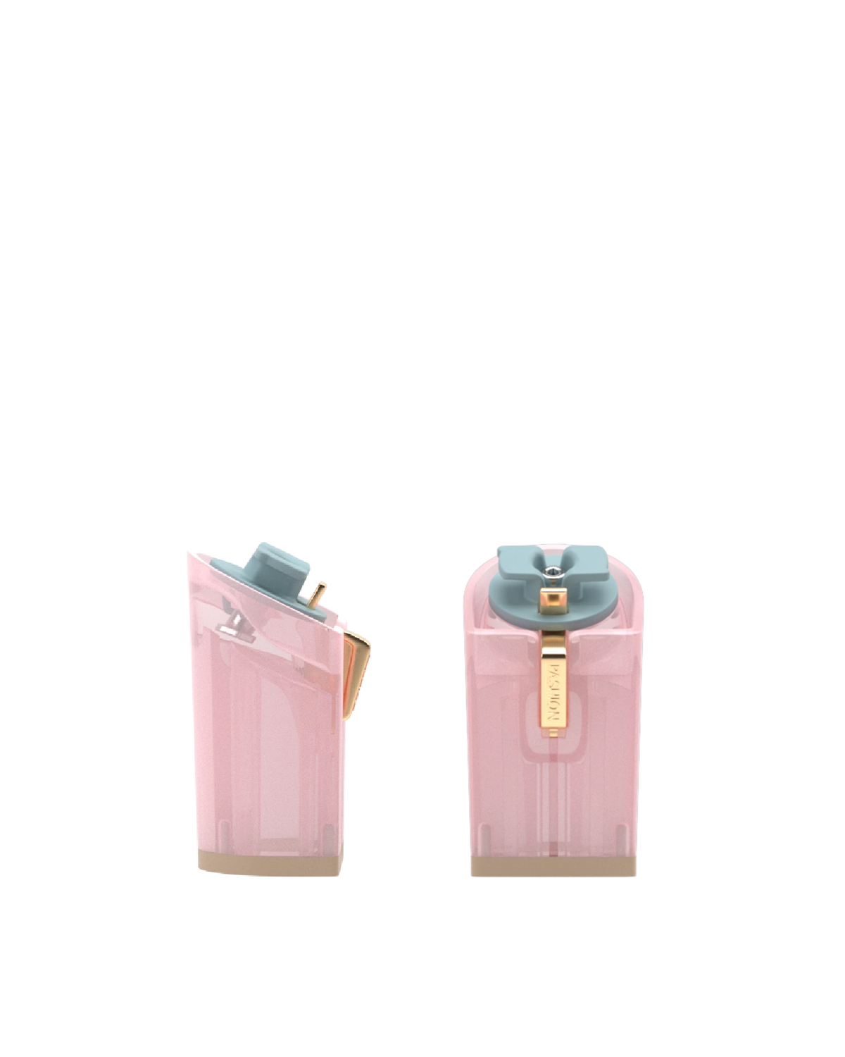 Block Heel Kit 4 Pink Tint Transparent, 4-inch interchangeable block heel. Pashion convertible heels go from heel to flat and are customizable with interchangeable heel kits.