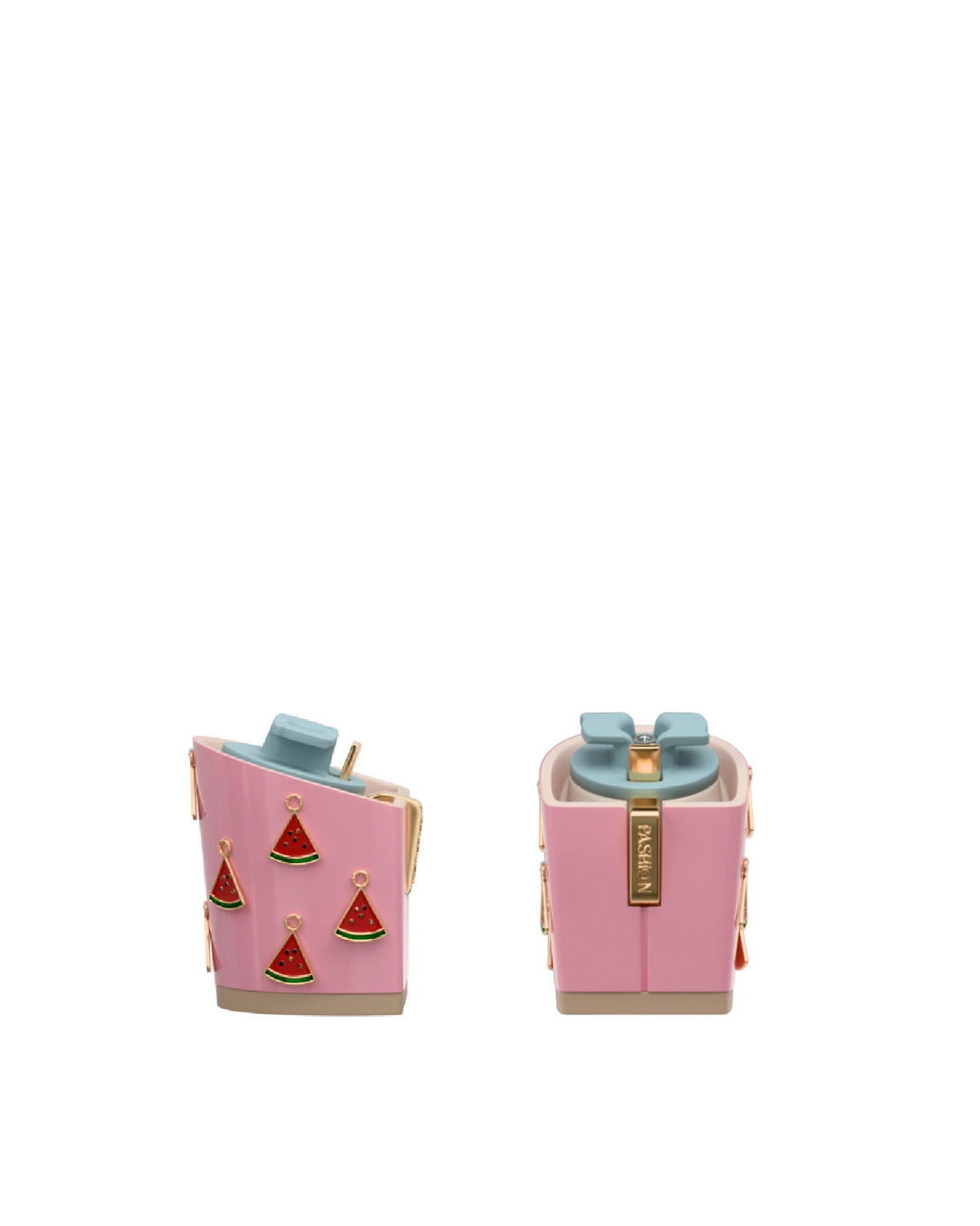 Block Heel Kit 3 Pink Watermelon Charm, 3-inch interchangeable block heel. Pashion convertible heels go from heel to flat and are customizable with interchangeable heel kits.