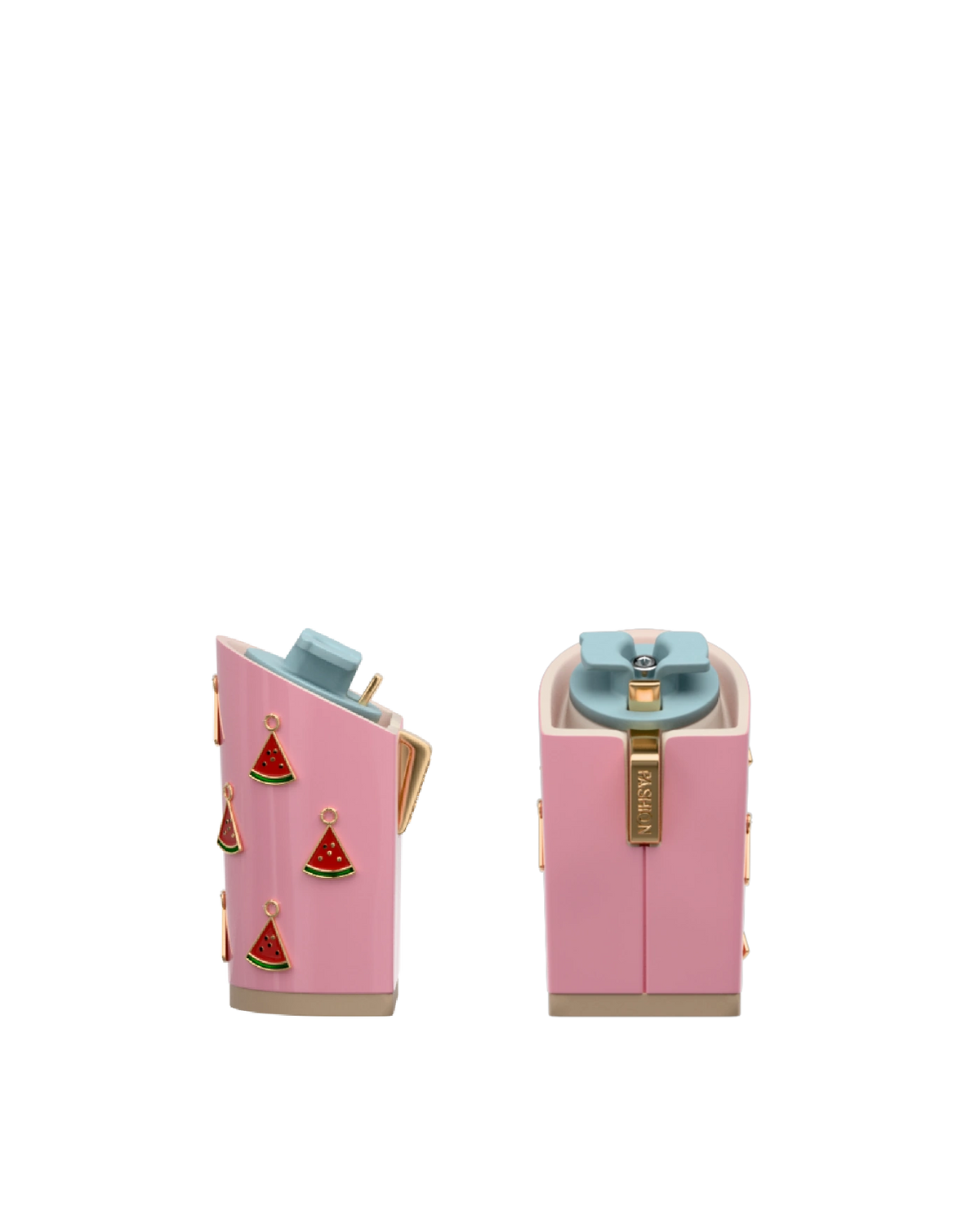 Block Heel Kit 4 Pink Watermelon Charm, 4-inch interchangeable block heel. Pashion convertible heels go from heel to flat and are customizable with interchangeable heel kits.