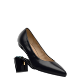 Maeve Pump - Coal Black Stretch Leather 3 Block