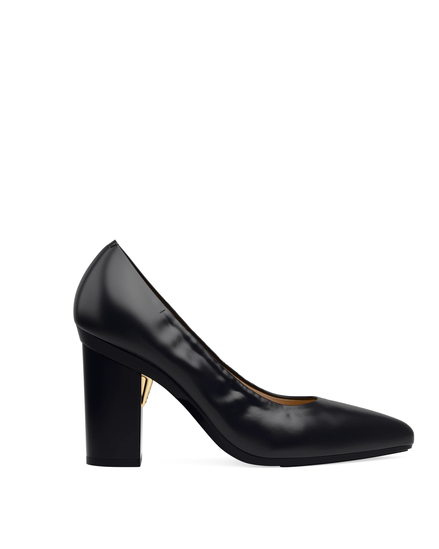 Maeve Pump - Coal Black Stretch Leather 4 Block