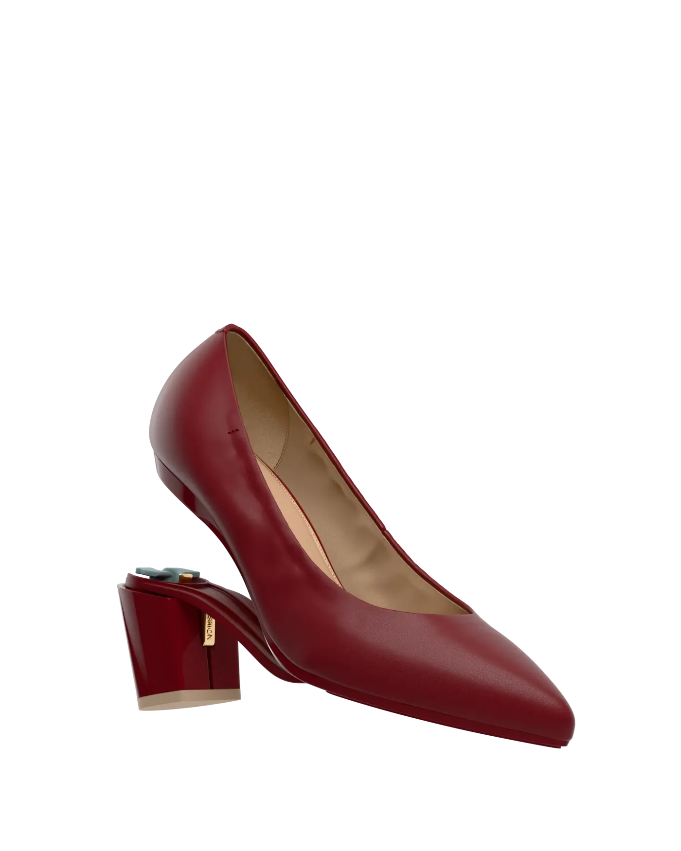 Maeve Pump - Merlot Stretch Leather 3 Block