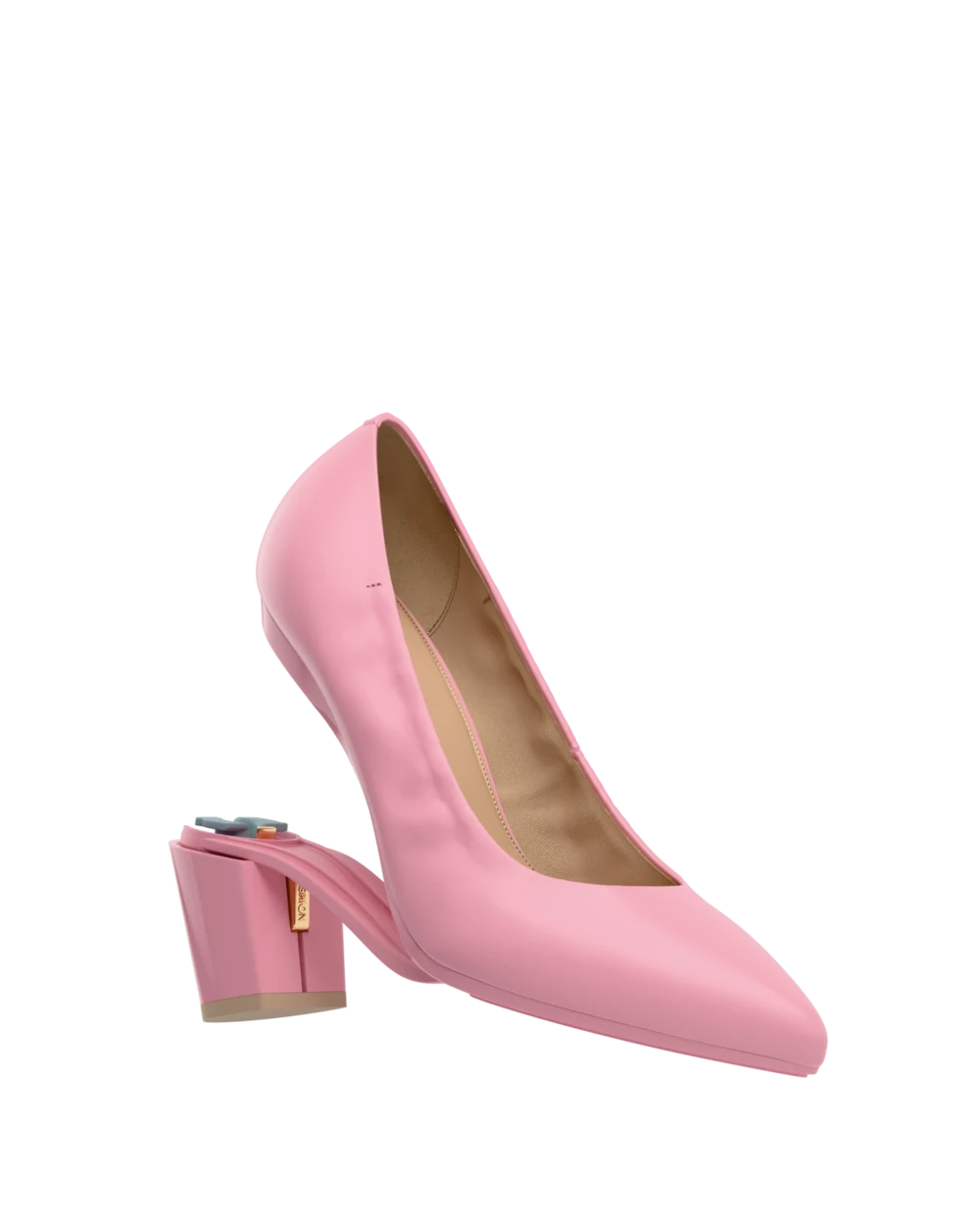 Maeve Pump - Pink Leather 3 Block - Final Sale