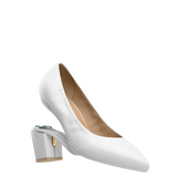 Maeve Pump - White Leather 3 Block