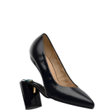 Maeve Pump - Coal Black Stretch Leather 4 Block
