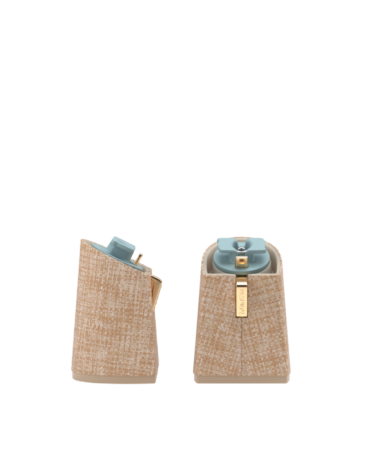 Flare Block Heel Kit 4 Raffia, 4-inch interchangeable flare block heel. Pashion convertible heels go from heel to flat and are customizable with interchangeable heel kits.