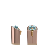 Block Heel Kit 4 Rose Gold Metallic, 4-inch interchangeable block heel, side view. Pashion convertible heels go from heel to flat and are customizable with interchangeable heel kits.