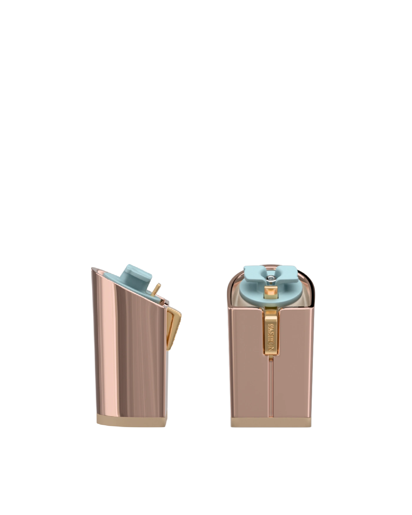 Block Heel Kit 4 Rose Gold Metallic, 4-inch interchangeable block heel, side view. Pashion convertible heels go from heel to flat and are customizable with interchangeable heel kits.