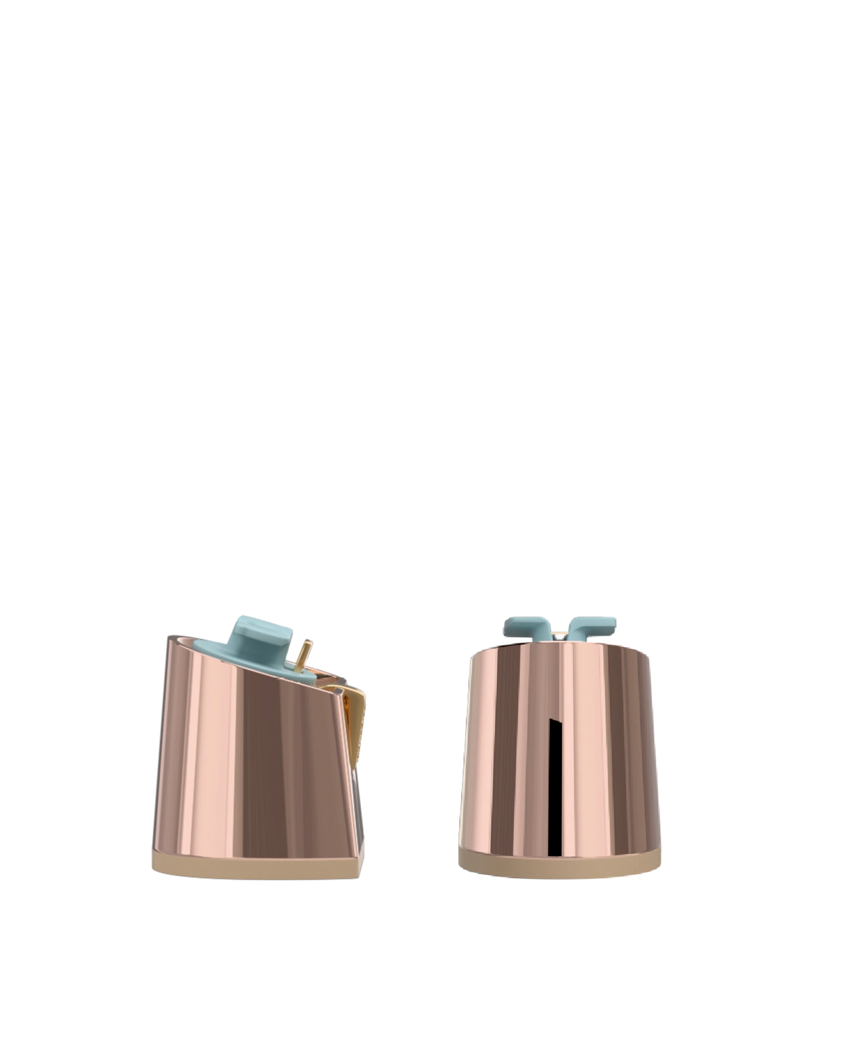 Flare Block Heel Kit 3 Rose Gold Metallic, back view. Pashion convertible heels go from heel to flat and are customizable with interchangeable heel kits.