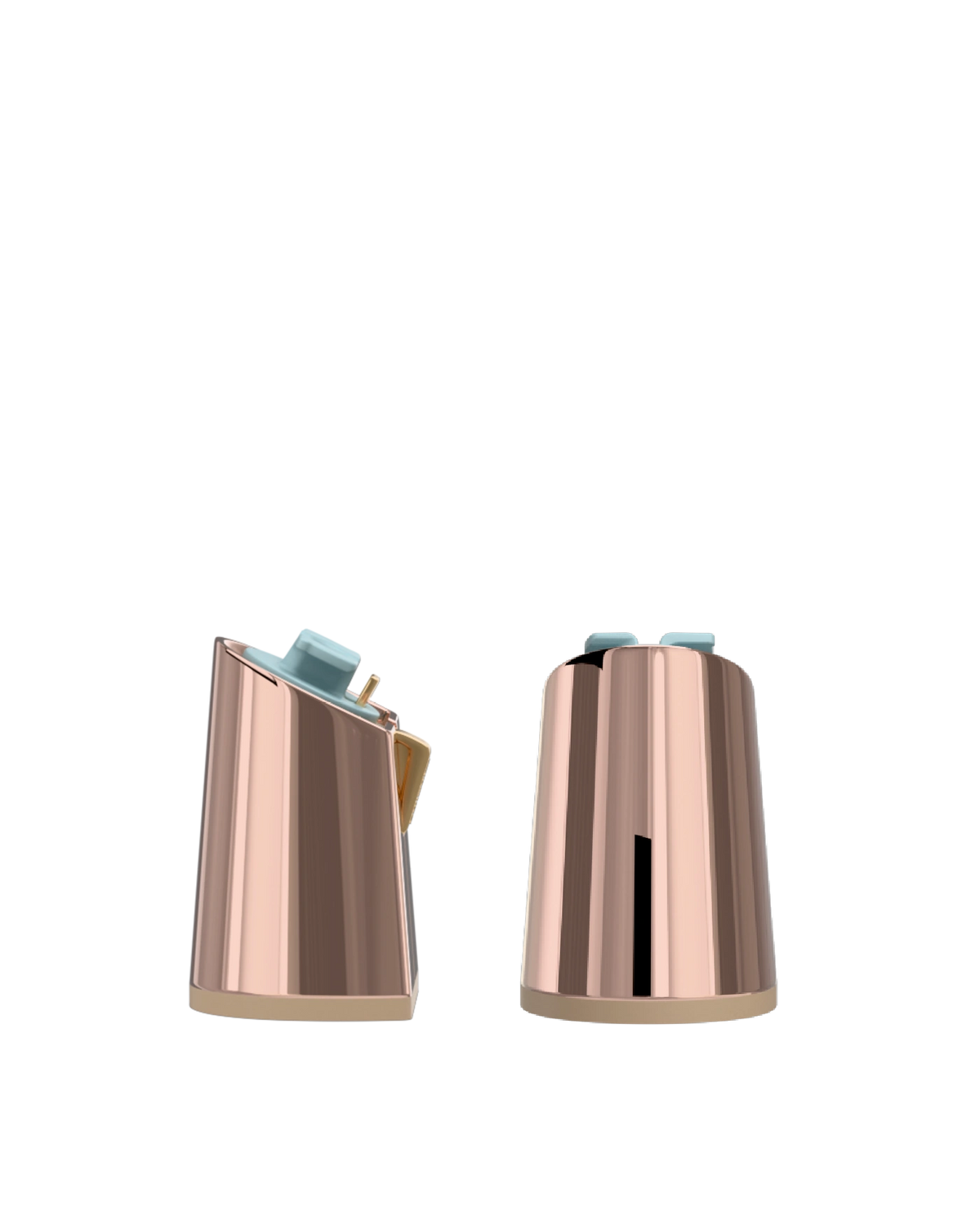 Flare Block Heel Kit 4 Rose Gold Metallic, back view. Pashion convertible heels go from heel to flat and are customizable with interchangeable heel kits.