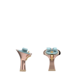 Flare Stiletto Heel Kit 3 Rose Gold Metallic, 3-inch interchangeable flare stiletto heel, side view. Pashion convertible heels go from heel to flat and are customizable with interchangeable heel kits.