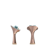 Flare Stiletto Heel Kit 4 Rose Gold Metallic, back view. Pashion convertible heels go from heel to flat and are customizable with interchangeable heel kits.