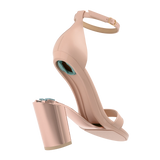 Stelo - Rose Gold Metallic, detail view. Pashion convertible heels go from heel to flat and are customizable with interchangeable heel kits.