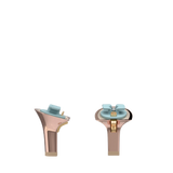 Stiletto Heel Kit 3 Rose Gold Metallic, 3-inch interchangeable stiletto heel, side view. Pashion convertible heels go from heel to flat and are customizable with interchangeable heel kits.
