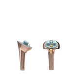 Stiletto Heel Kit 4 Rose Gold Metallic, 4-inch interchangeable stiletto heel, side view. Pashion convertible heels go from heel to flat and are customizable with interchangeable heel kits.