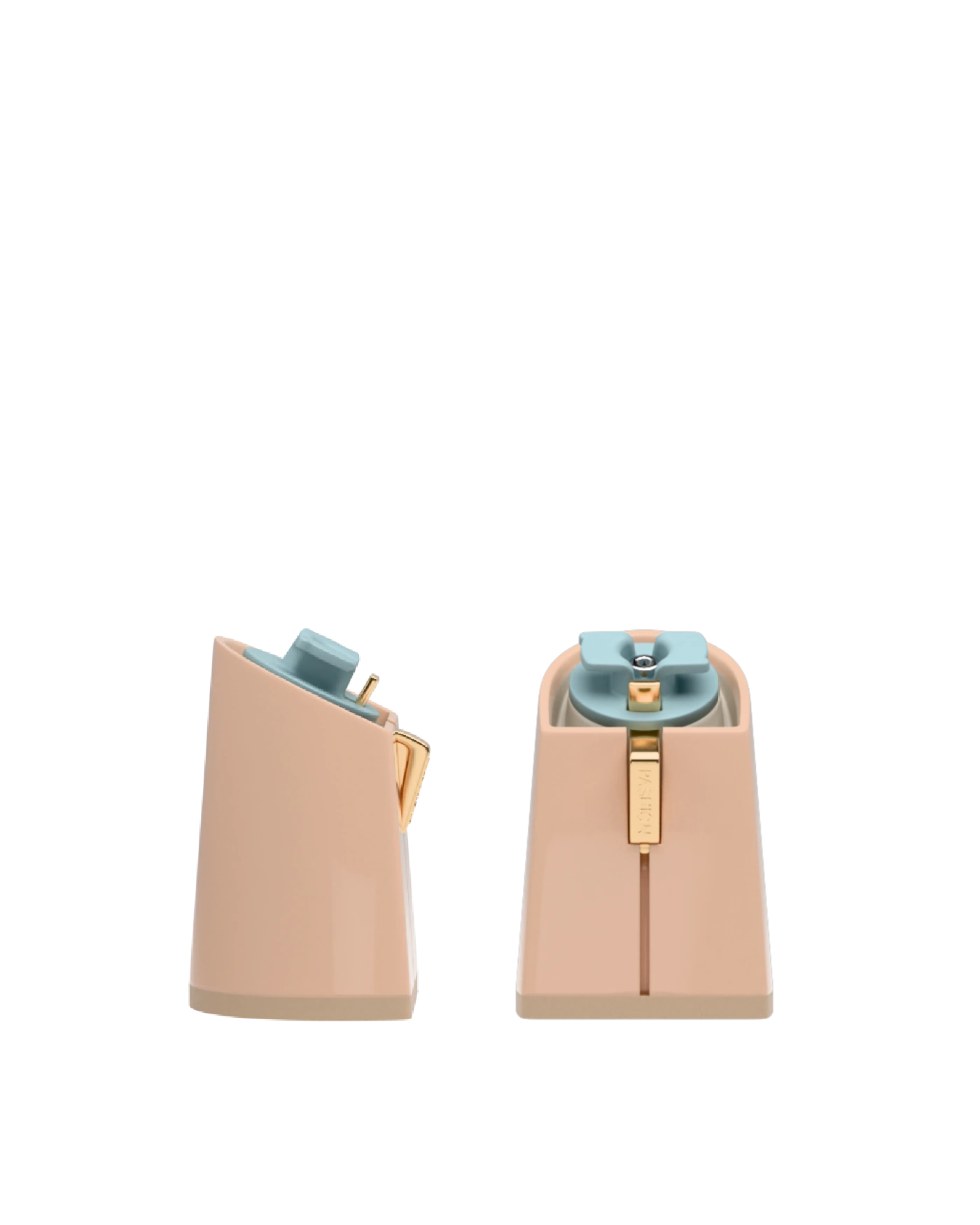 Flare Block Heel Kit 4 Sand, 4-inch interchangeable flare block heel, side view. Pashion convertible heels go from heel to flat and are customizable with interchangeable heel kits.