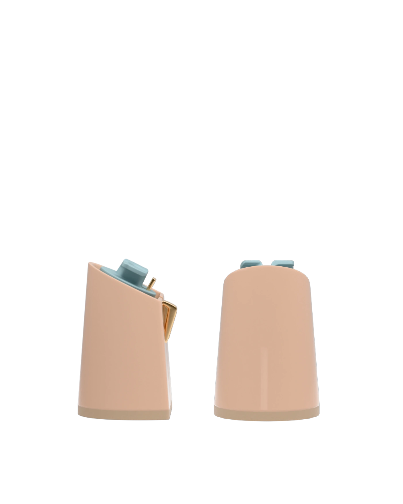 Flare Block Heel Kit 4 Sand, back view. Pashion convertible heels go from heel to flat and are customizable with interchangeable heel kits.