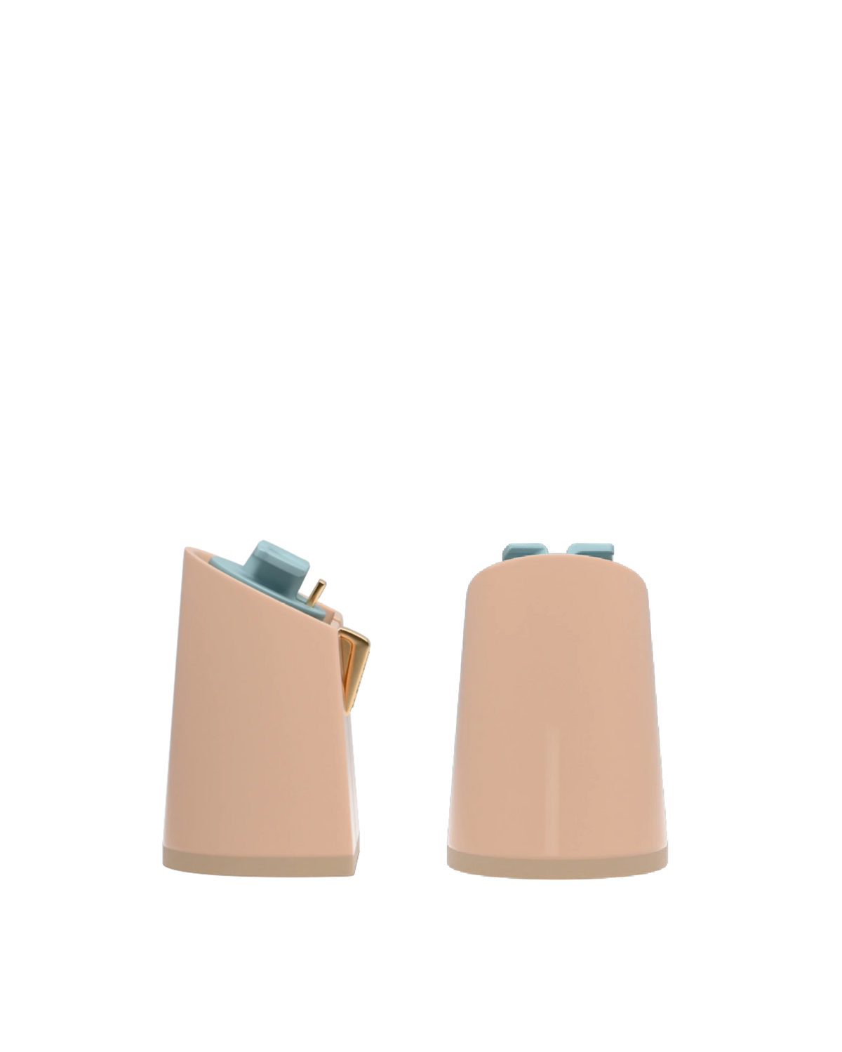 Flare Block Heel Kit 4 Sand, back view. Pashion convertible heels go from heel to flat and are customizable with interchangeable heel kits.